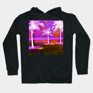 White Palms on Purple Hoodie